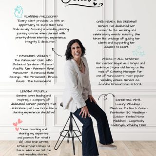 Introducing our Meet the Planners series!

DreamGroup is made up of a dedicated team of career planners who set the bar high for every planning collaboration. We’re excited to introduce you to the team, beginning with our Founder and Lead Planner, Genève McNally.
 
✨ Genève is our heart-led leader. She brings passion, experience, integrity, and big-picture vision to every celebration. She believes the planning journey should feel inspiring, honest, and fun—building client trust through thoughtful communication and consistent follow-through.

Genève is incredibly proud of DreamGroup’s reputation for excellence and the trusted brand she has built. She adores championing her planners as they uphold DreamGroup’s principles and guide their clients with expertise, care, and heart. 🤍

Stay tuned for more introductions to the planning team...

Photo: @theapartmentphoto
Planner: @genevedreamgroup
#DreamGroupPlanners #VancouverWeddingPlanner #LuxuryWeddingPlanner #MeetThePlanners #VancouverWeddings