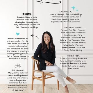 Meet Bonnie ✨ Detail-loving, thoughtful, and fluent in Mandarin and Cantonese, Bonnie brings a warm and personal approach to planning beautiful West Coast weddings. With expertise in luxury celebrations, destination weddings, ballroom weddings, and tea ceremonies, she helps couples feel truly understood and cared for.

Photo: @theapartmentphoto 

#DreamGroupPlanners #VancouverWeddingPlanner #LuxuryWeddingPlanner #MeetThePlanners #VancouverWeddings ChineseWeddings DestinationWeddings